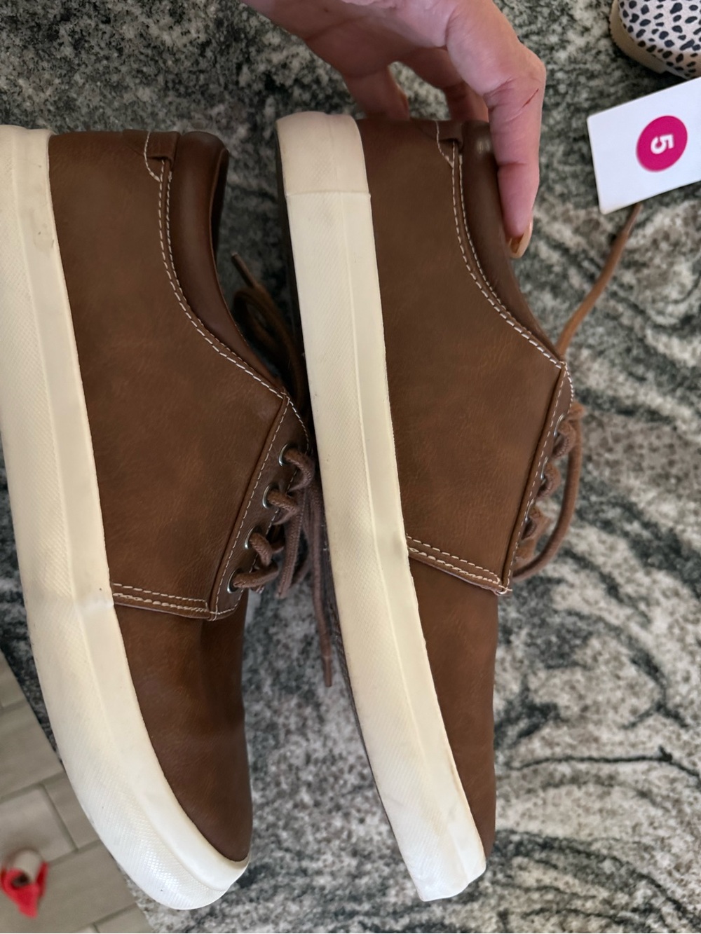 Men's Brown Low-Top Sneakers with White Sole